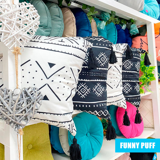 Fundas 45cm x 45cm BOHO Blanco-Negro